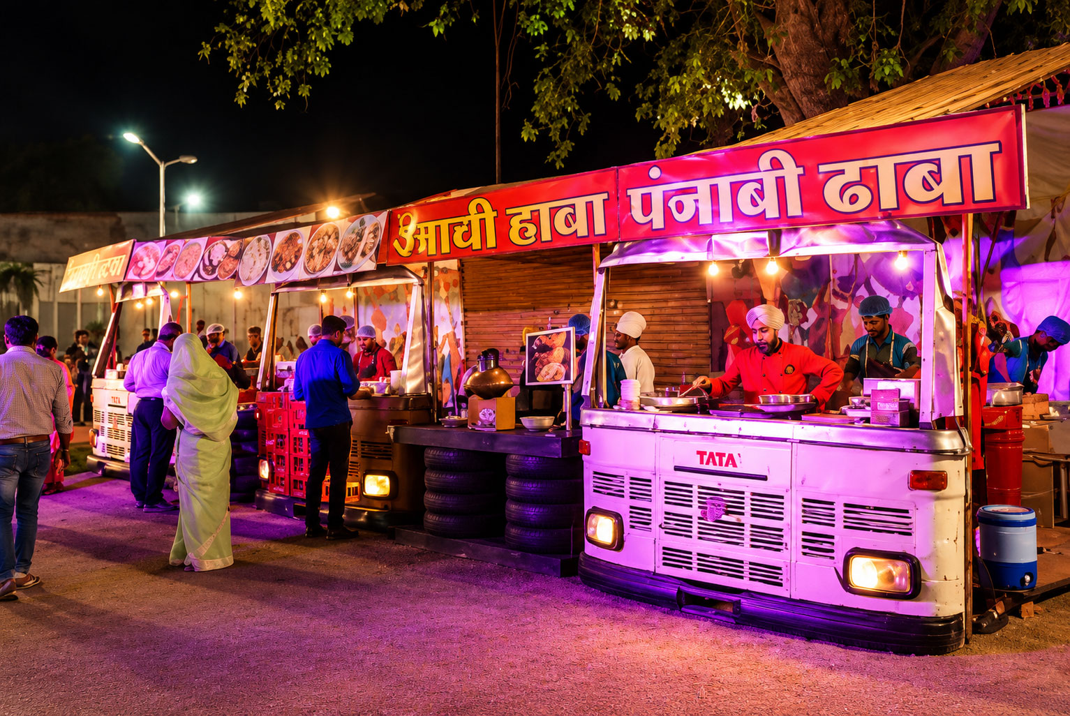 Interactive food stations and personalized wedding catering at a Rajasthan wedding